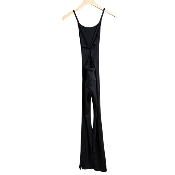 Free People Heat Waves Strappy Flare Leg Onesie Jumpsuit Black - Picture 4 of 8